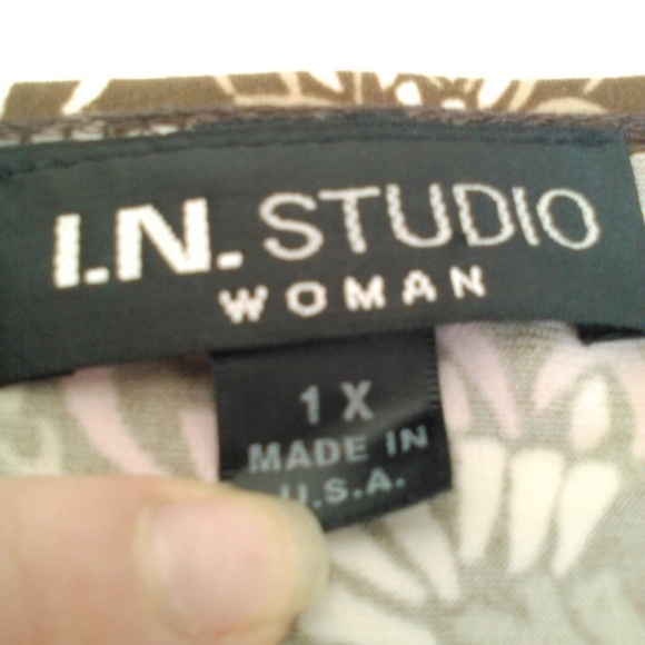 Floral Paisley Cowl Neck 3/4 Sleeve Draped Blouse IN Studios Stretchy 1X Pretty - Picture 4 of 7